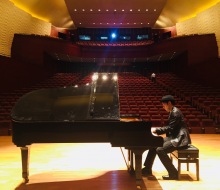 Carlo Aspri rehearsing for his solo concert in Xiamen city, Fujian Province, China.