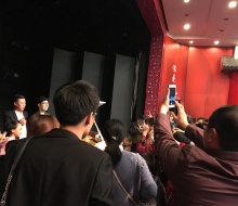 A huge crowd taking photos and videos of Carlo Aspri while he is on stage soon after his concert.