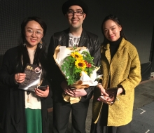 Fans taking photos with Carlo Aspri on stage after his concert in Wuxi, China.