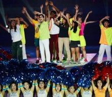Carlo Aspri sings and performs at the closing ceremonies of the 2014 Youth Olympics in China.