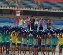Carlo aspri rehearsing for his huge singing performance for the closing ceremonies at the 2014 Nanjing Youth Olympics in China.