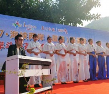 Carlo Aspri performing on stage in Xiamen city, Fujian Province, China, at a Buddhist Temple.