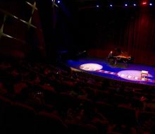 Carlo Aspri performs his original music at the "Sky Theater" in Shanghai, China.