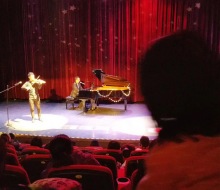 Carlo Aspri performs his original song "Tomorrow" at the "Sky Theater" in Shanghai, China, accompanied by Li Nong, an amazing violinist.