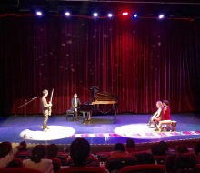 Carlo Aspri performing and acting as the male leading role of the drama concert "City Of Stars" at the "Sky Theater" in Shanghai, China.